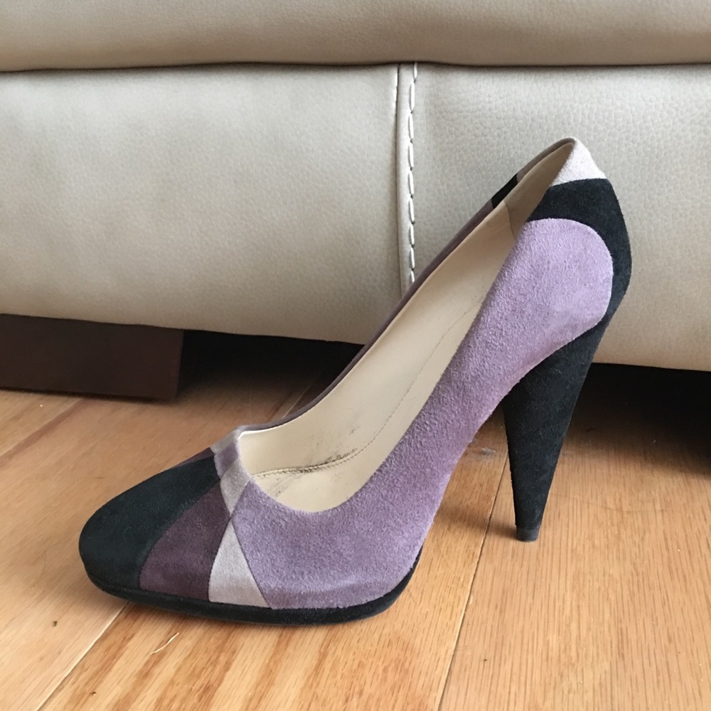 Prada Colorblock Purple Suede Pumps Heels 36.5
